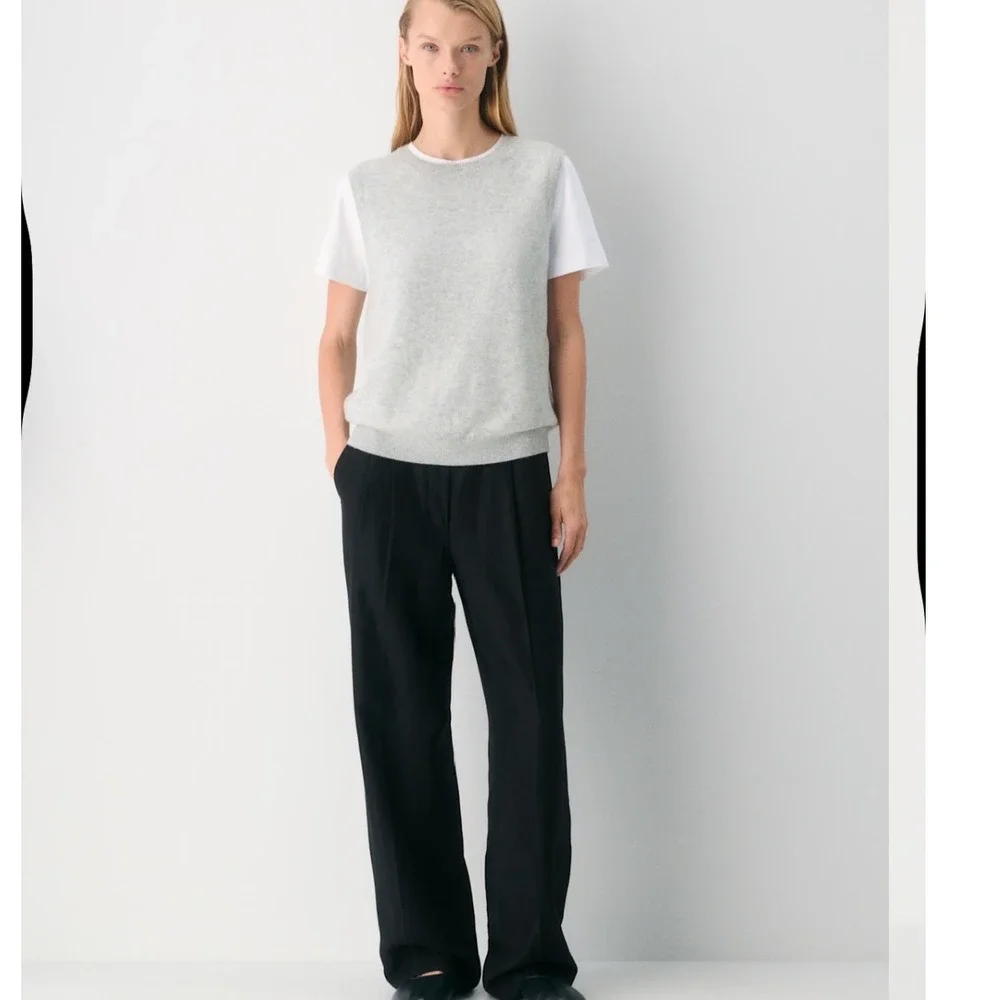 Aritzia Wilfred Effortless Pant Cruise Linen Black Wide Leg Trousers Size 6